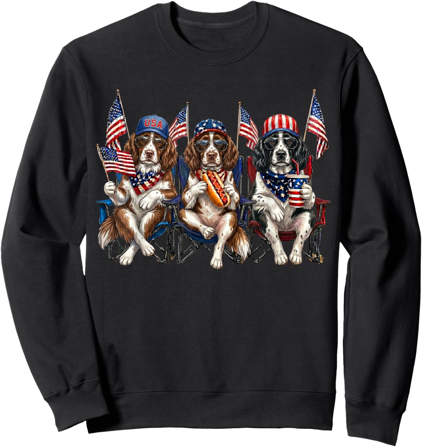 250 Years of Freedom English Springer Spaniel Dog 1776-2026 Sweatshirt - Sweatshirt | Black