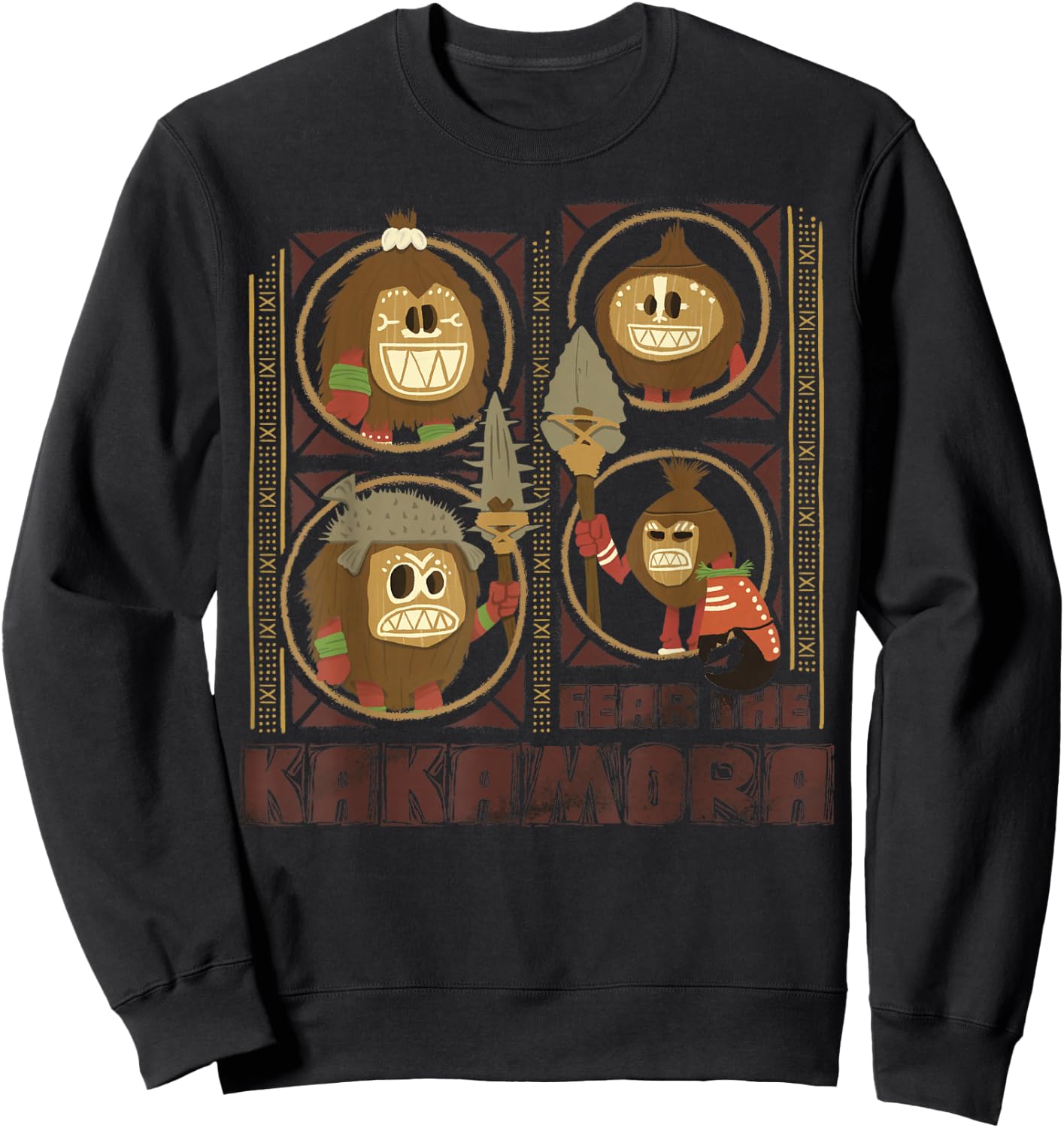 Disney Moana Fear the Kakamora Tiki Style Group Portrait Sweatshirt - Sweatshirt | Black