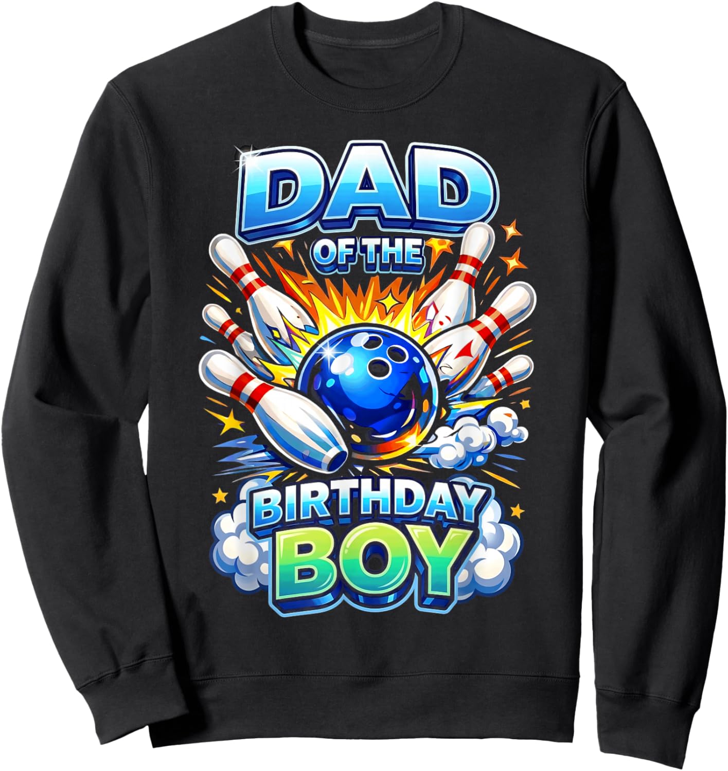 Dad of the Birthday Boy Bowling Birthday Party Supplies Sweatshirt - Sweatshirt | Black