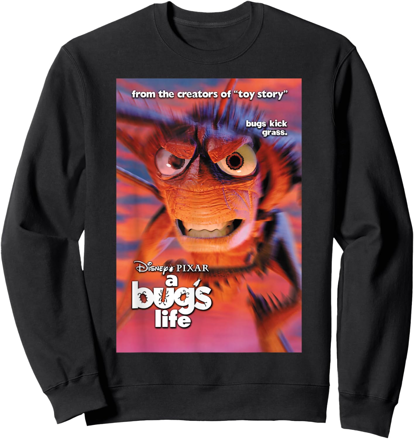 Disney Pixar A Bug's Life Hopper Bugs Kick Grass Poster Sweatshirt - Sweatshirt | Black
