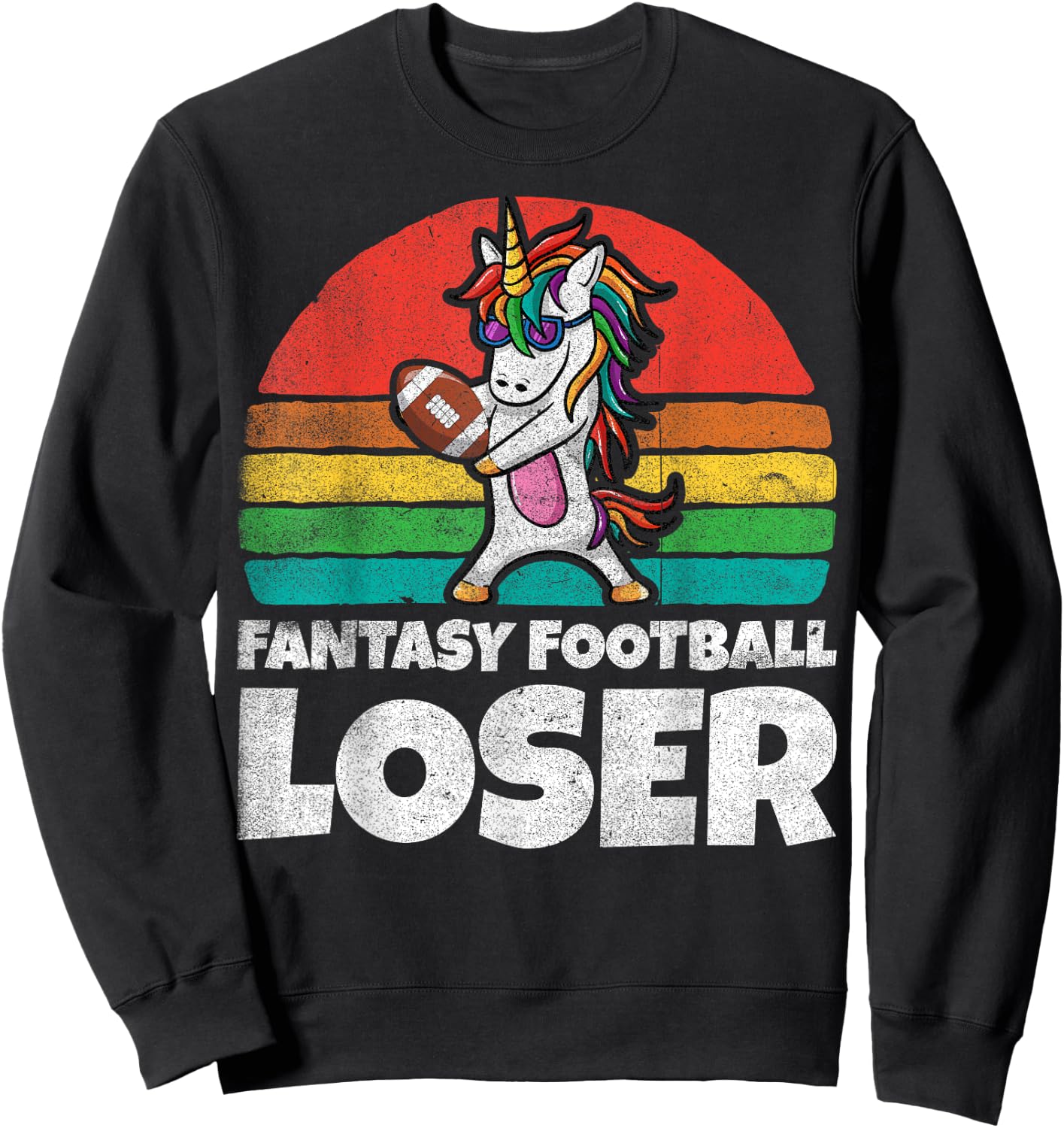 I Suck At Fantasy Football Loser Shirt Unicorn Draft Party Sweatshirt - Sweatshirt | Black