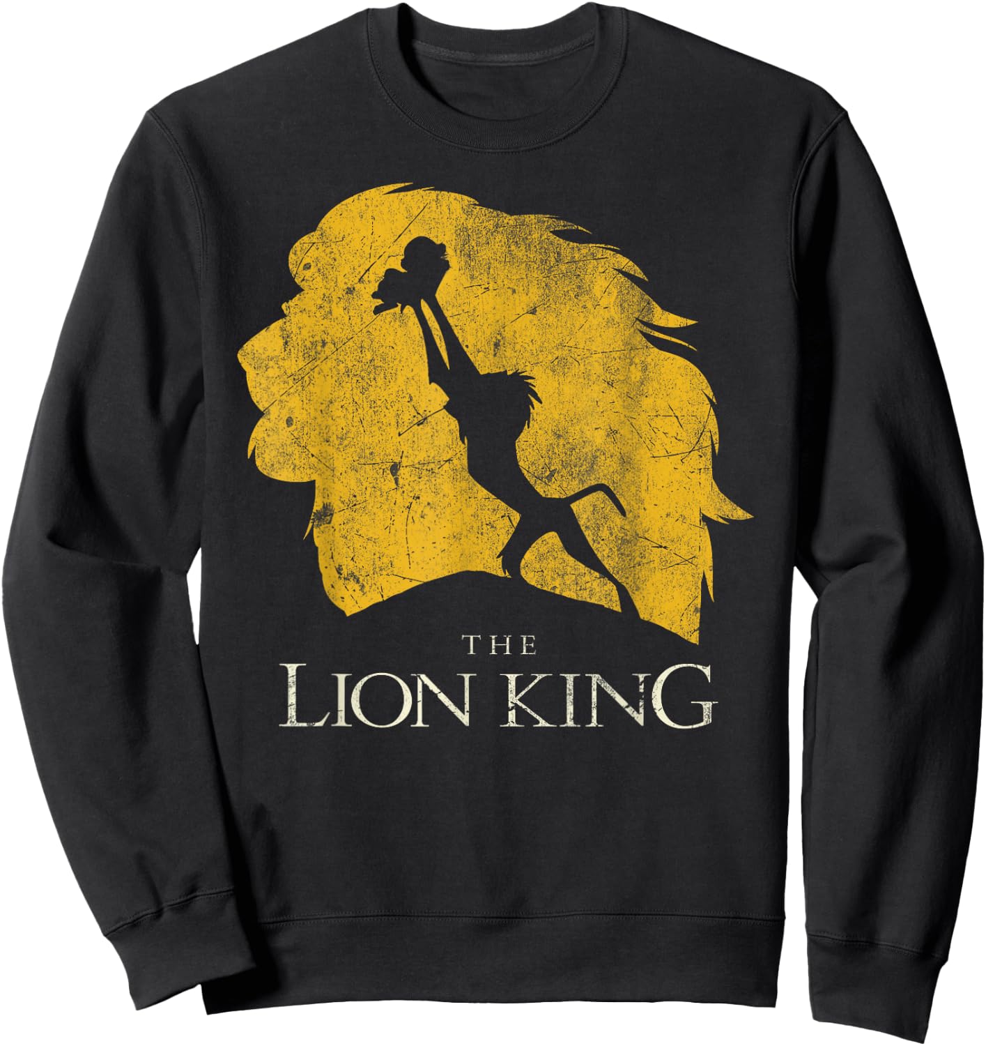 Disney The Lion King Rafiki & Simba Silhouette Distressed Sweatshirt - Sweatshirt | Black