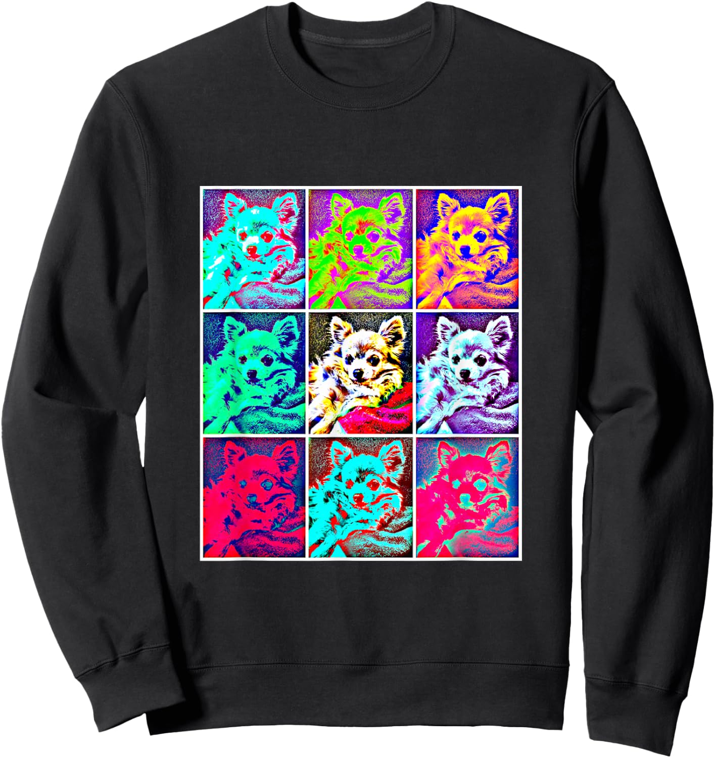 Long Hair Chihuahua Colorful Sweatshirt - Sweatshirt | Black