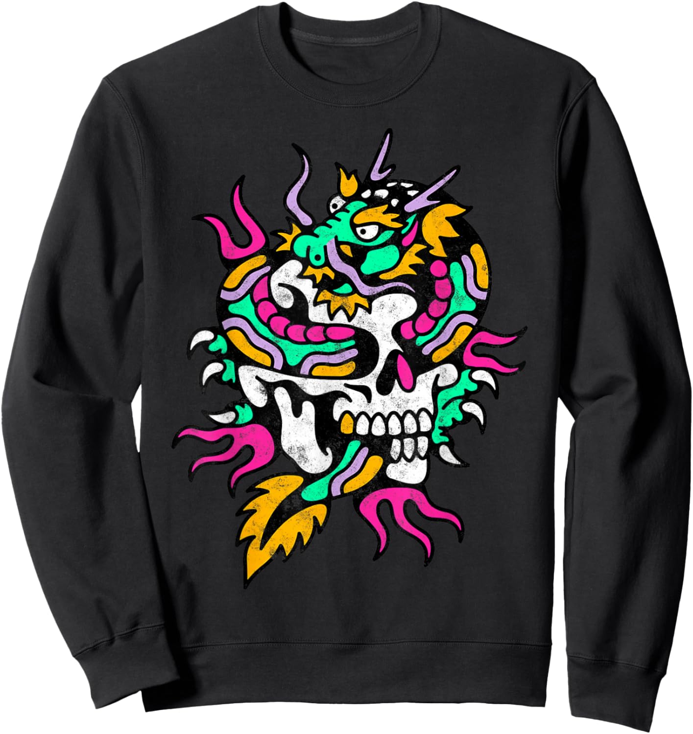 Skull Dragon American Traditional Old School Tattoo Artist Sweatshirt - Sweatshirt | Black