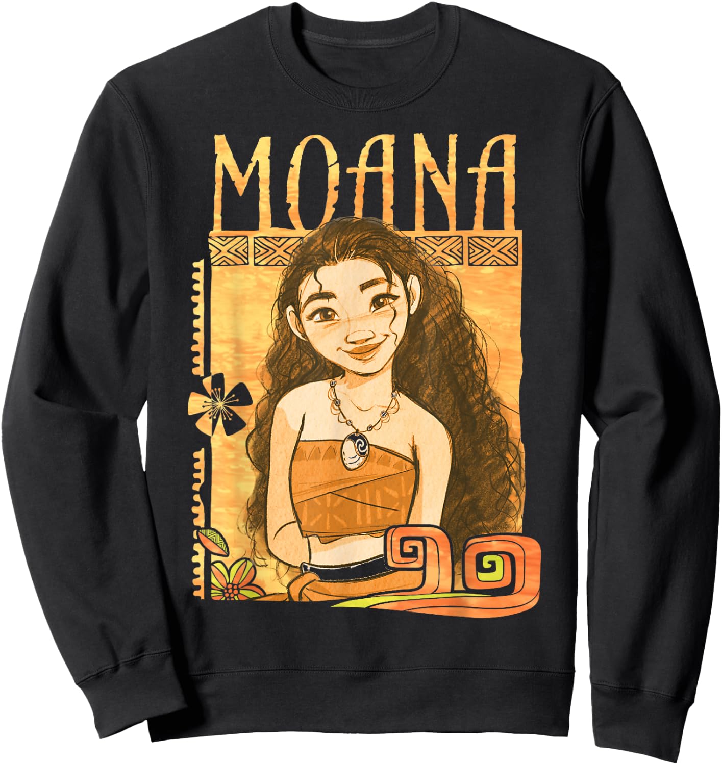 Disney Moana Artistic Tribal Island Smile Framed Portrait Sweatshirt - Sweatshirt | Black