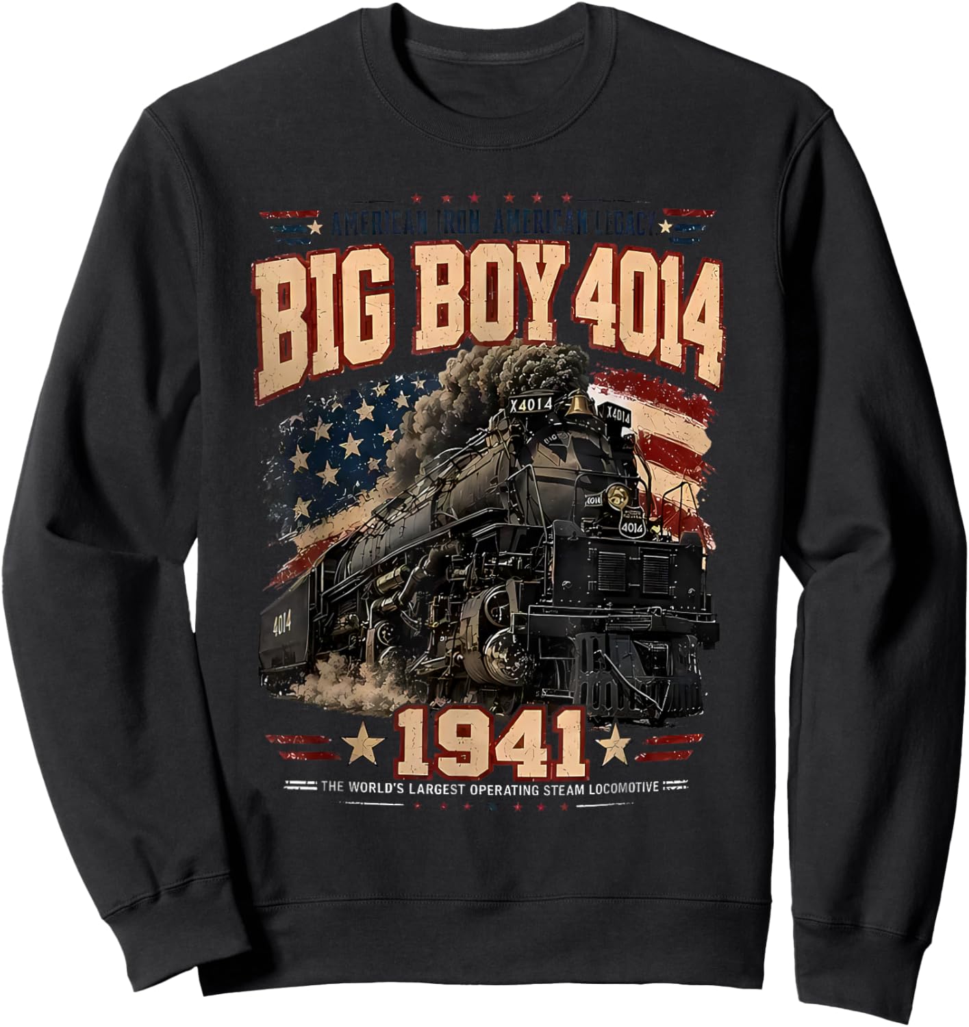 Big Boy 4014 Vintage Steam Locomotive Railroad Train Engine Sweatshirt - Sweatshirt | Black