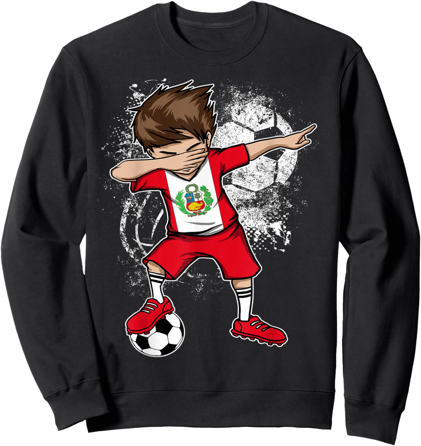 Dabbing Boy Peru Soccer Shirt Jersey Peruvian Football Sweatshirt - Sweatshirt | Black
