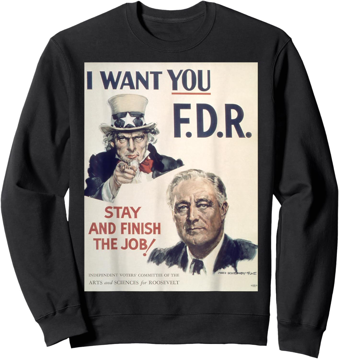 Vintage poster - I Want You FDR Retro Sweatshirt - Sweatshirt | Black