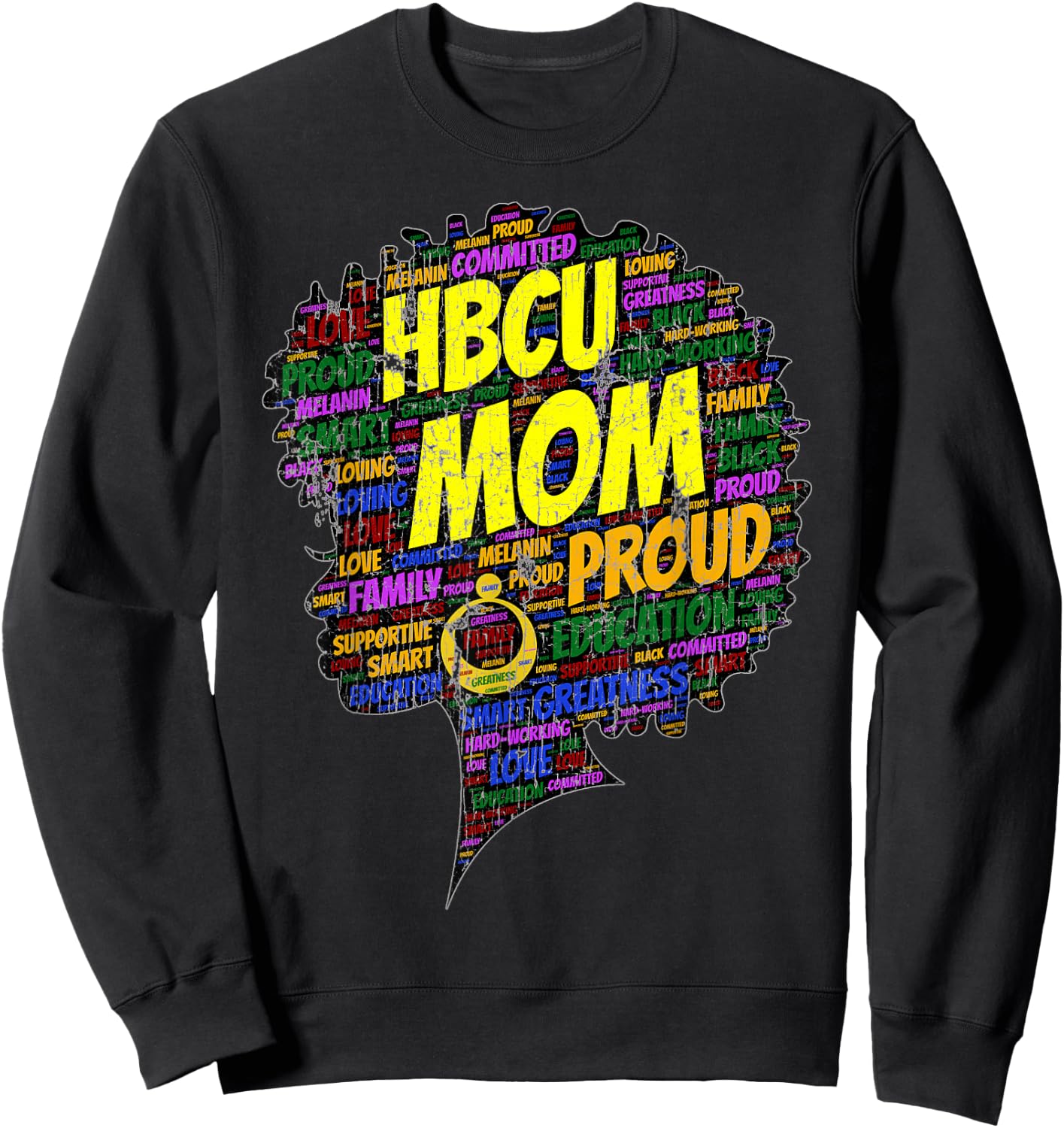 HBCU Mom Parent Graduation Afro Vintage Sweatshirt - Sweatshirt | Black