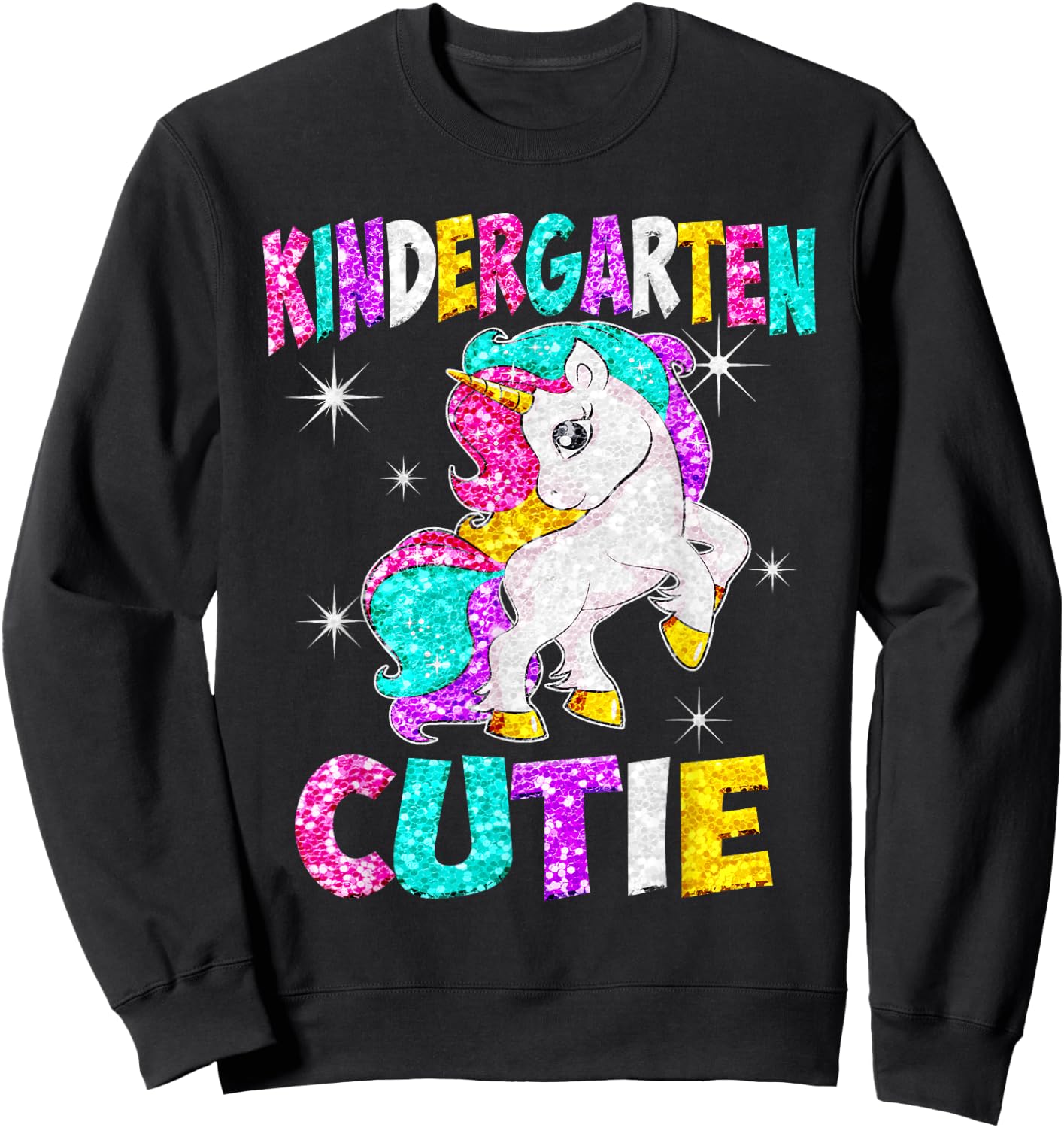 Kindergarten Cutie Unicorn Back to School Sweatshirt - Sweatshirt | Black