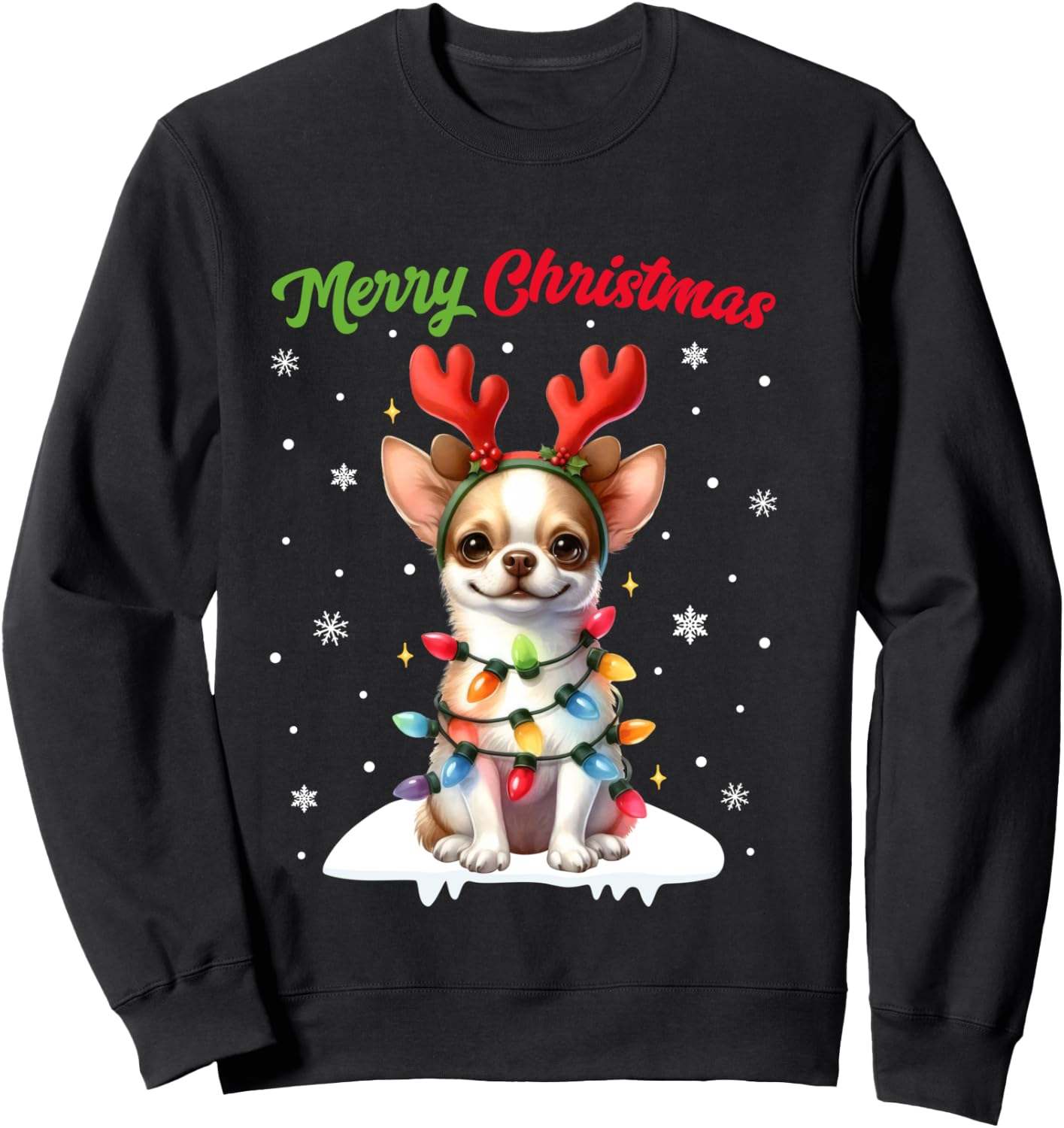 Christmas Pajamas Men Women Kids Christmas Chihuahua Dog Sweatshirt - Sweatshirt | Black