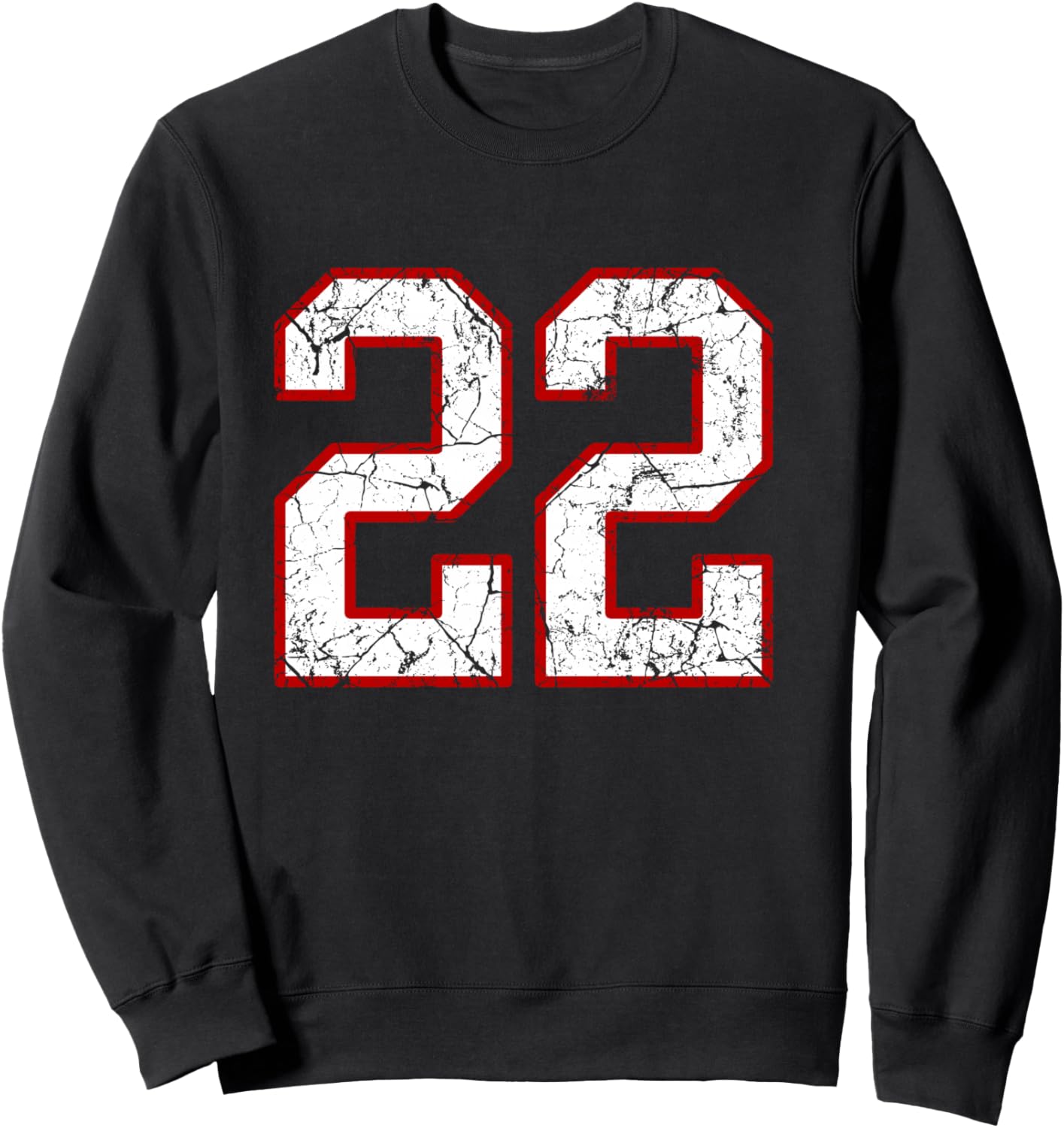 White and Red Sports Number 22 Jersey Uniform Player Sweatshirt - Sweatshirt | Black