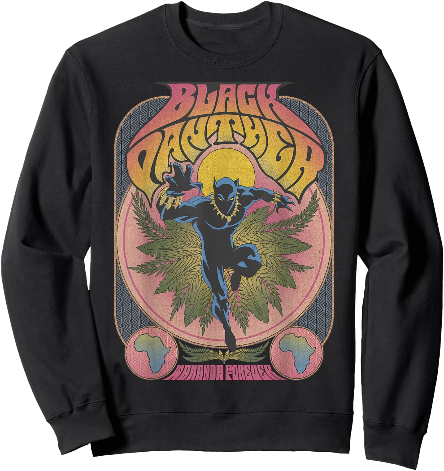 Marvel Black Panther Vintage 70's Poster Style Sweatshirt - Sweatshirt | Black