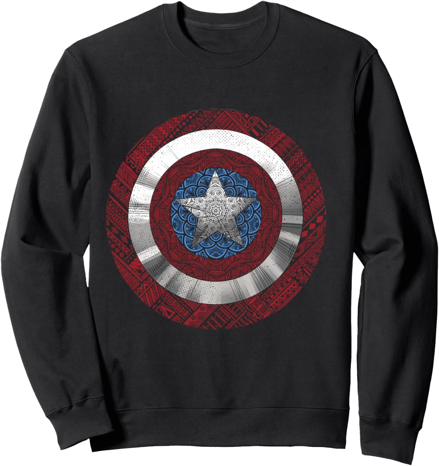 Marvel Captain America Avenger Ornate Shield Sweatshirt - Sweatshirt | Black