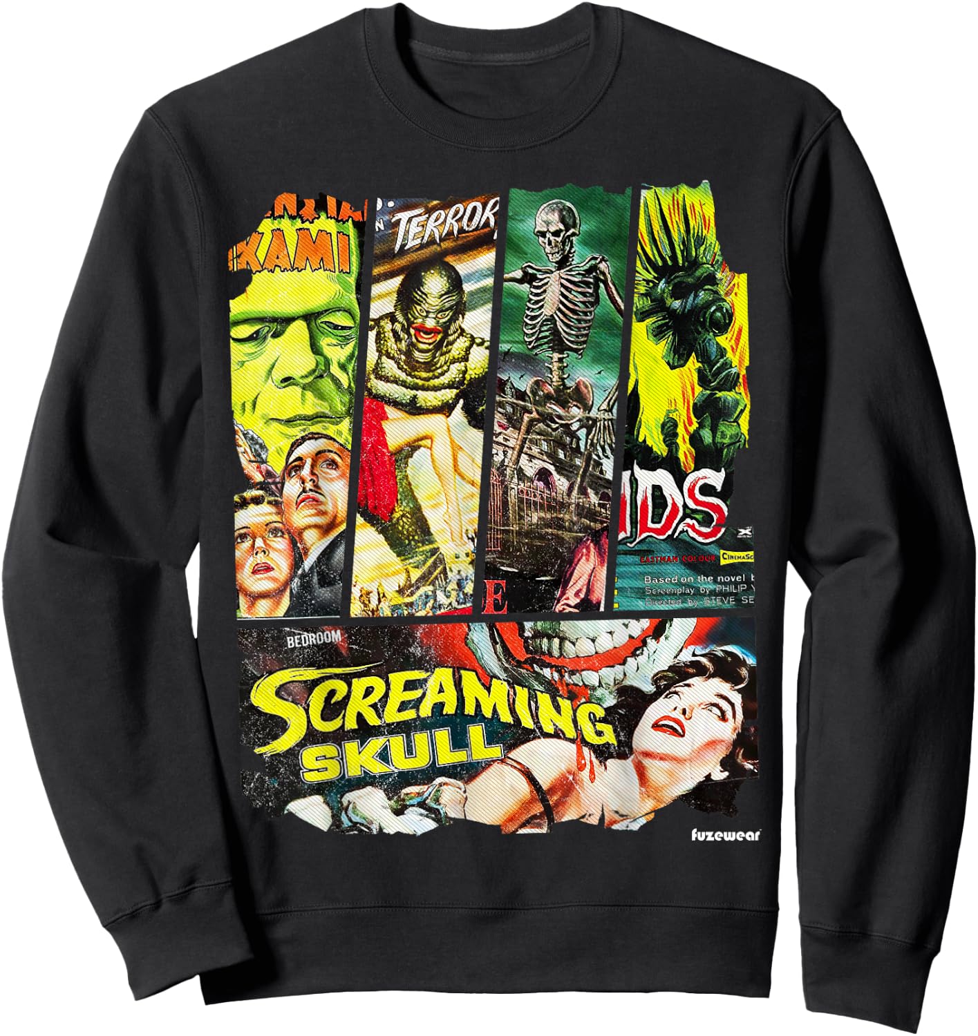 Vintage Style Sci Fi Horror Movie Poster Collage Sweatshirt - Sweatshirt | Black