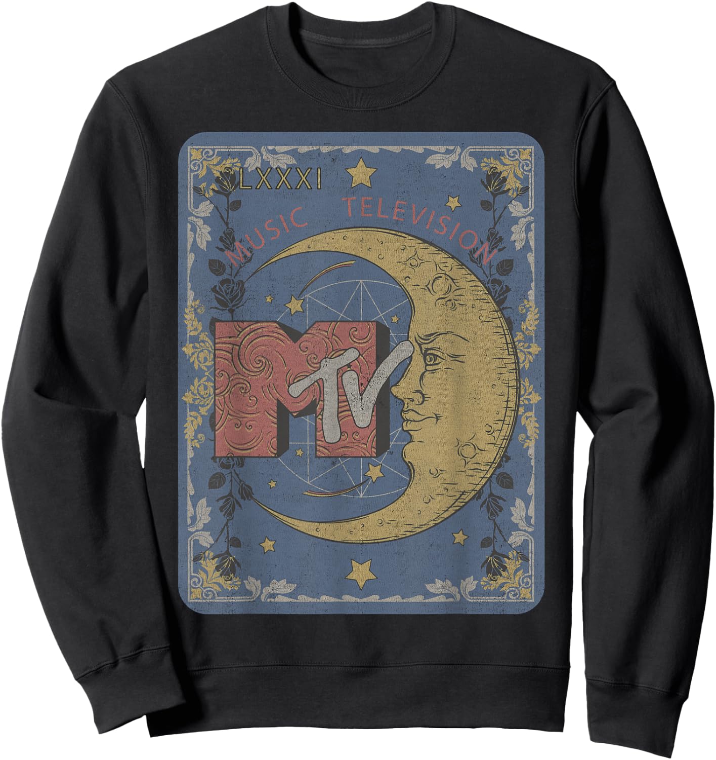 MTV Music Television Crescent Moon Tarot Card Sweatshirt - Sweatshirt | Black