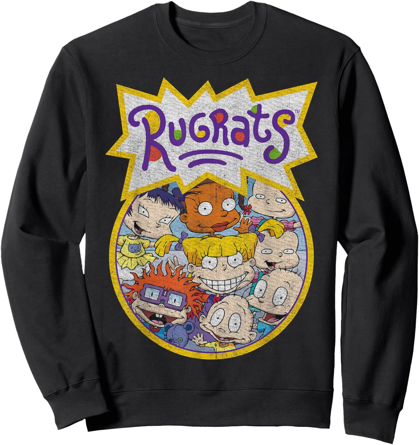 Rugrats Every Baby Vintage Circle Title Graphic Sweatshirt - Sweatshirt | Black
