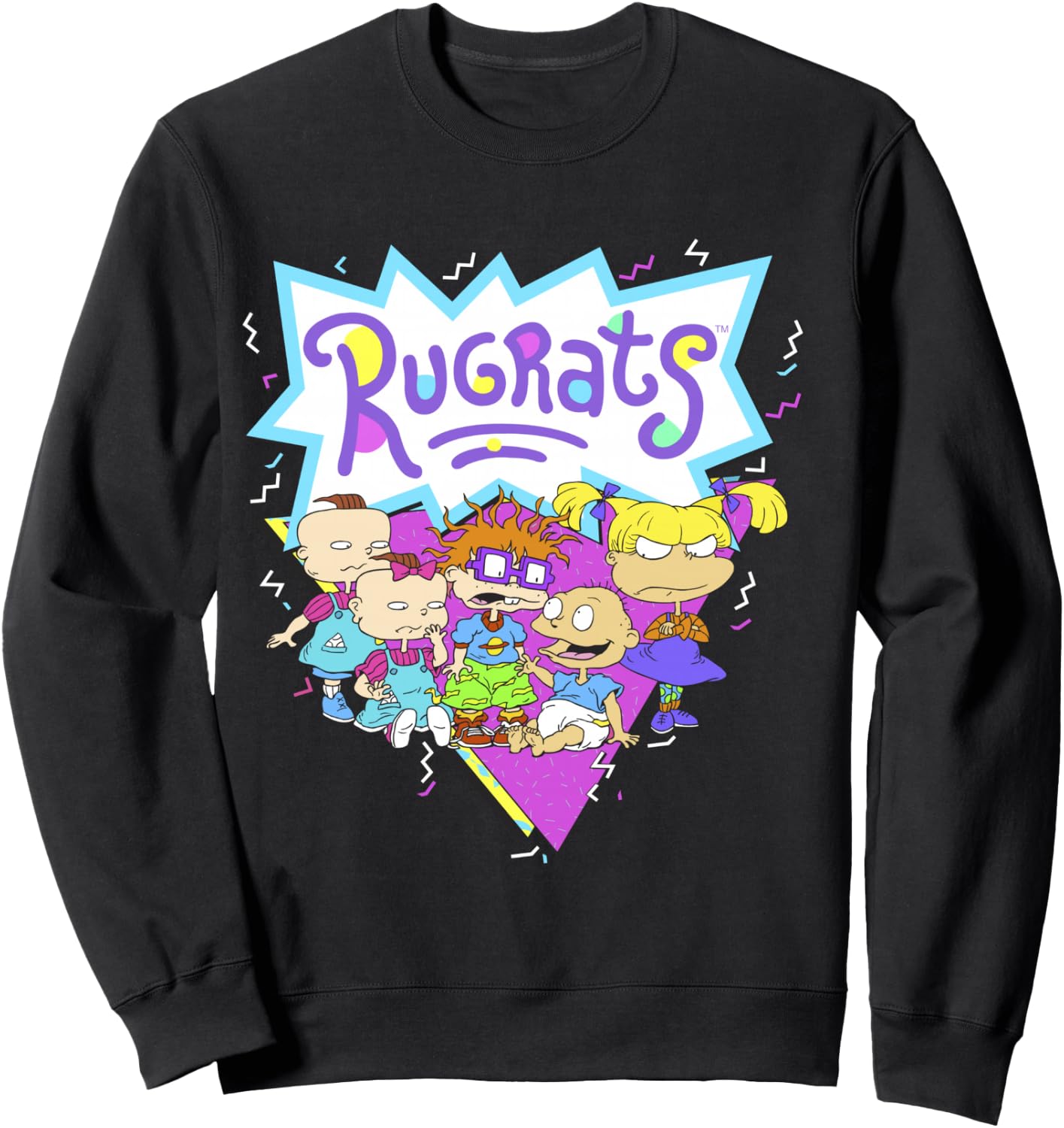 Rugrats Group Shot Retro Geometric Logo Sweatshirt - Sweatshirt | Black