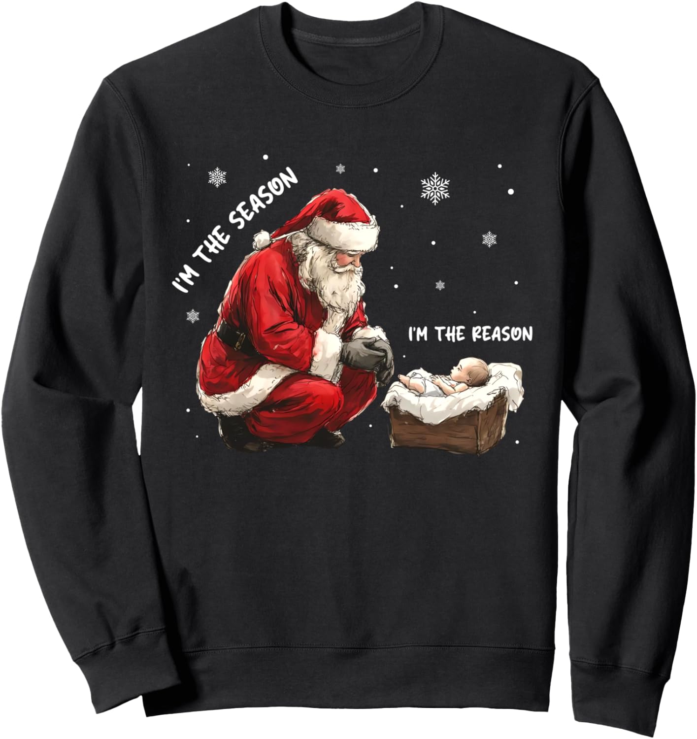 Christmas Jesus Is The Reason For The Season Christian Santa Sweatshirt - Sweatshirt | Black