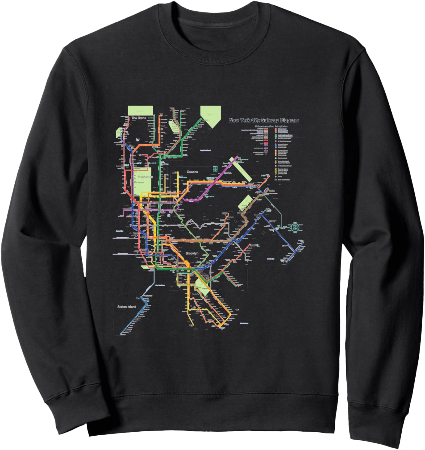New York City Metro Map Art I Heart NY Souvenir Gifts Sweatshirt - Sweatshirt | Black
