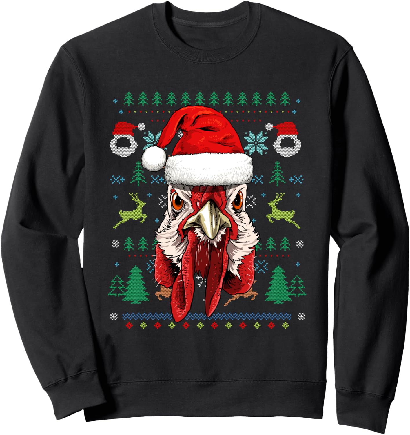 Chicken Ugly Christmas Santa Hat Xmas Kids Boys Girls Sweatshirt - Sweatshirt | Black