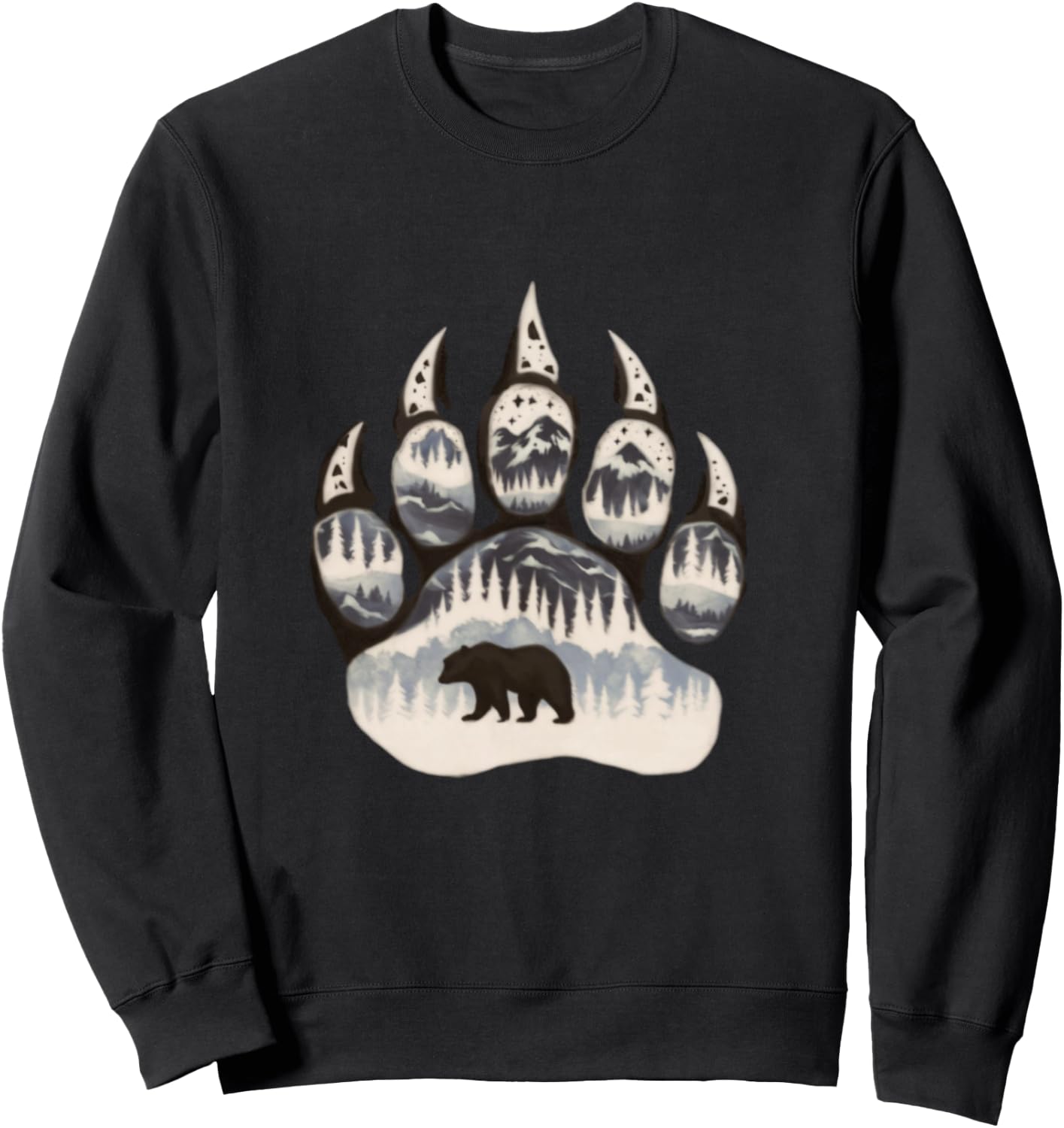 Grizzly Bear Paw Graphic Design Sweatshirt - Sweatshirt | Black