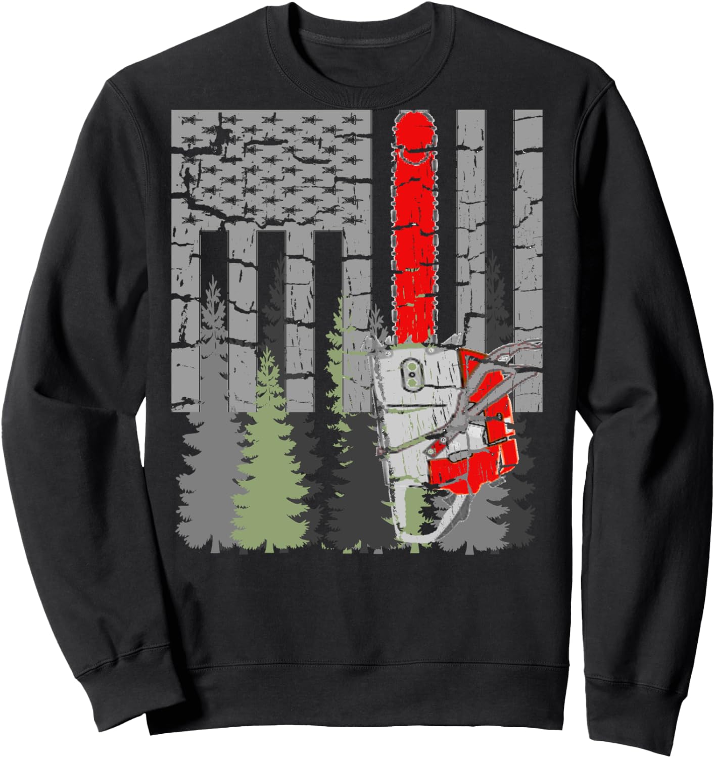 Thin Red Line Chainsaw and Woods Sweatshirt - Sweatshirt | Black