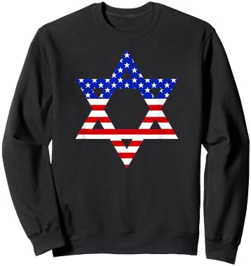 Star of David American Flag Proud Patriotic Jewish Graphic Kids Men Sweatshirt - Sweatshirt | Black
