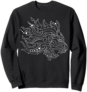 Animal Lover Artistic Head of Lion Sweatshirt - Sweatshirt | Black