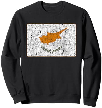 Retro Cypriot Flag of Cyprus Souvenir Women and Kids Sweatshirt - Sweatshirt | Black