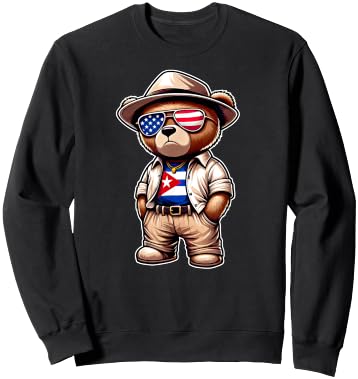 CUBA AMERICAN Dna Proud Teddy Bear Cubano Flag Cuba USA Sweatshirt - Sweatshirt | Black