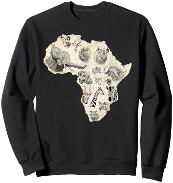 Africa's Most Popular Wild Animals on Africa Map Sweatshirt - Sweatshirt | Black
