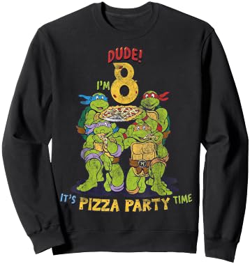 Teenage Mutant Ninja Turtles I'm 8 Dude Pizza Birthday Party Sweatshirt - Sweatshirt | Black