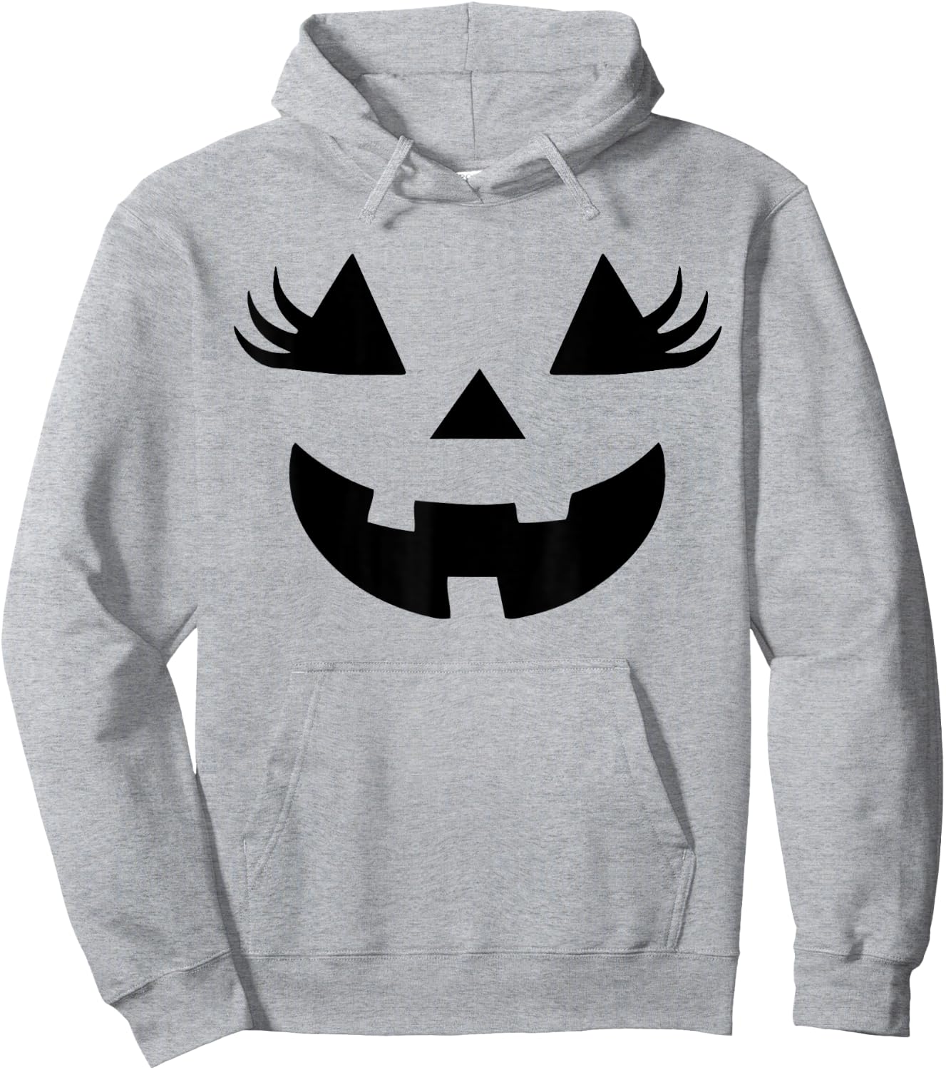 Jack O Lantern Face Pumpkin Eyelashes Halloween Women Girls Hoodie - Hoodie | Ash