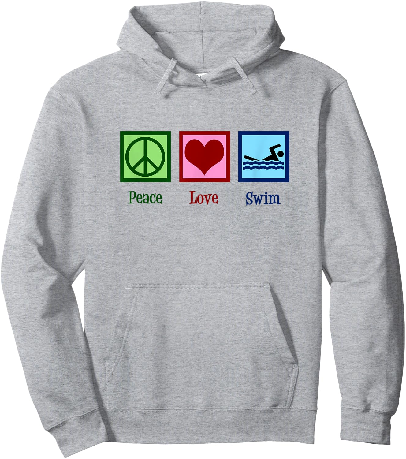 Peace Love Swim - Cute Swimming for Swim Team Hoodie - Hoodie | Ash