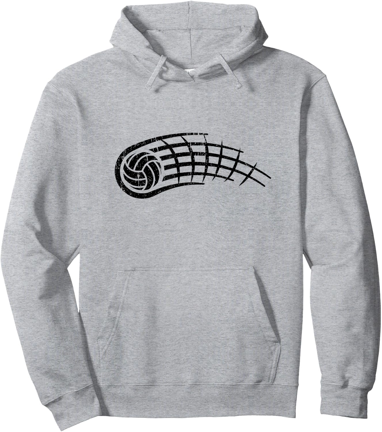 Black and White Volleyball Logo Sports Tribal Distressed Hoodie - Hoodie | Ash