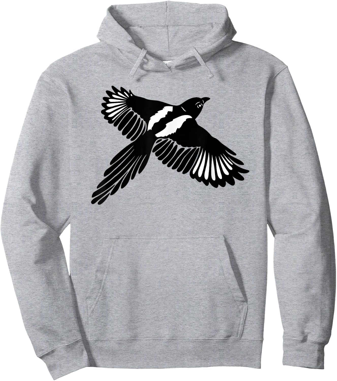 Magpie Bird with Large Wings Animal Wild Animal Gift Hoodie - Hoodie | Ash