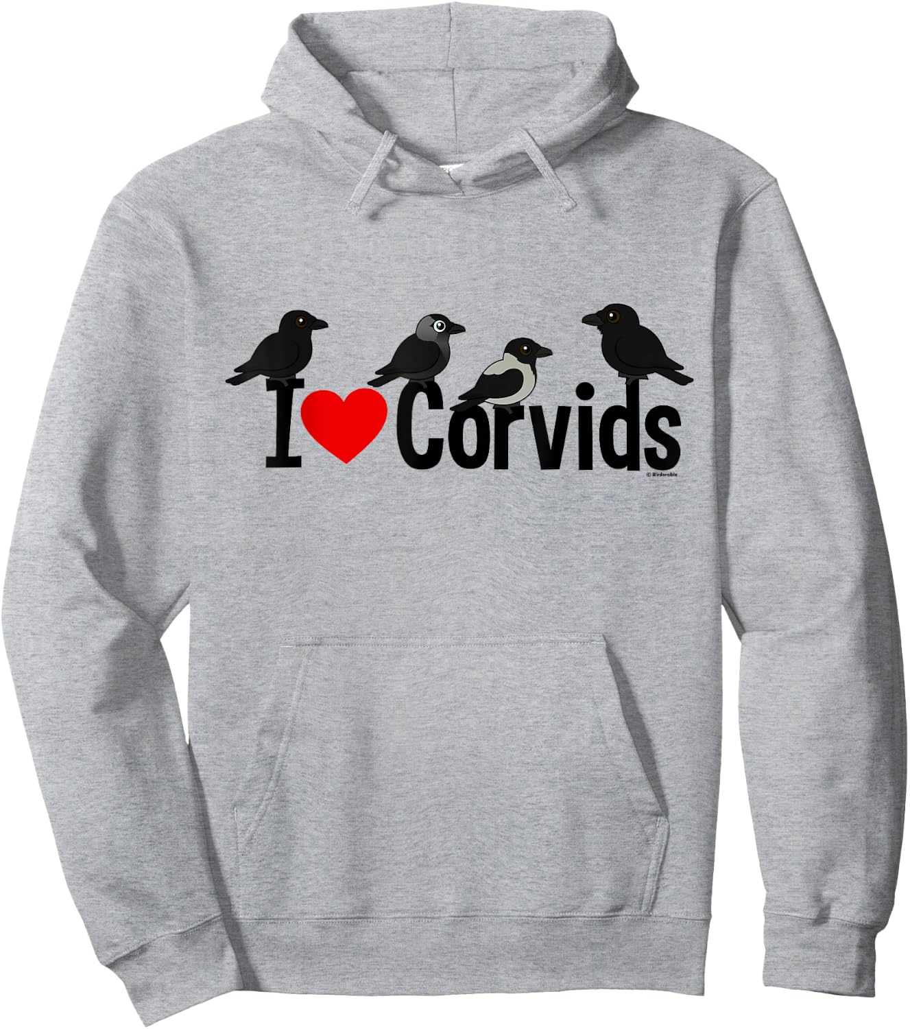 Crows, Ravens, Jackdaws! Cute I Love Corvids Cartoon Hoodie - Hoodie | Ash