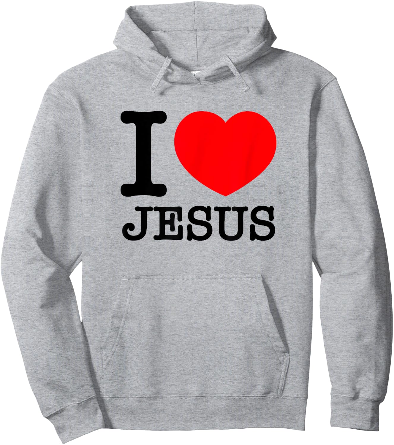I Love (Heart) Jesus - Red Heart Black Text Design Hoodie - Hoodie | Ash