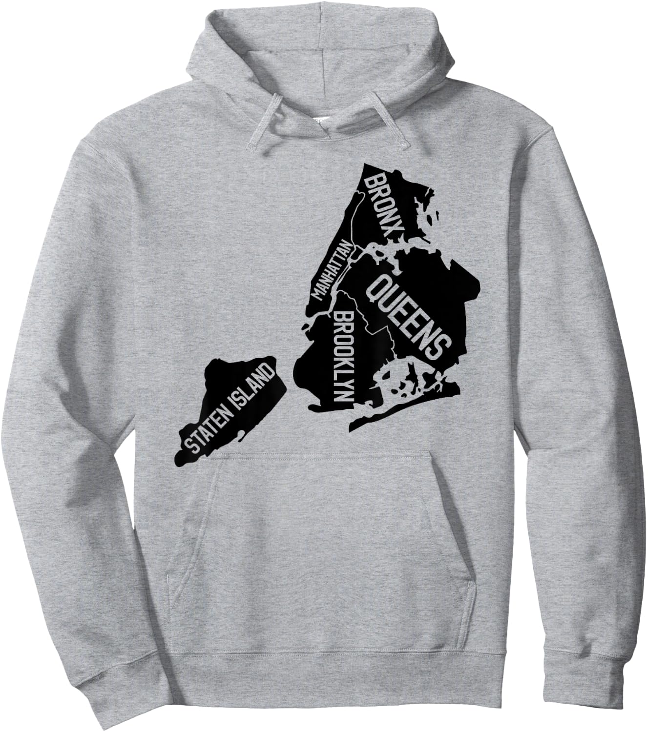 New York City Boroughs Map Hoodie - Hoodie | Ash