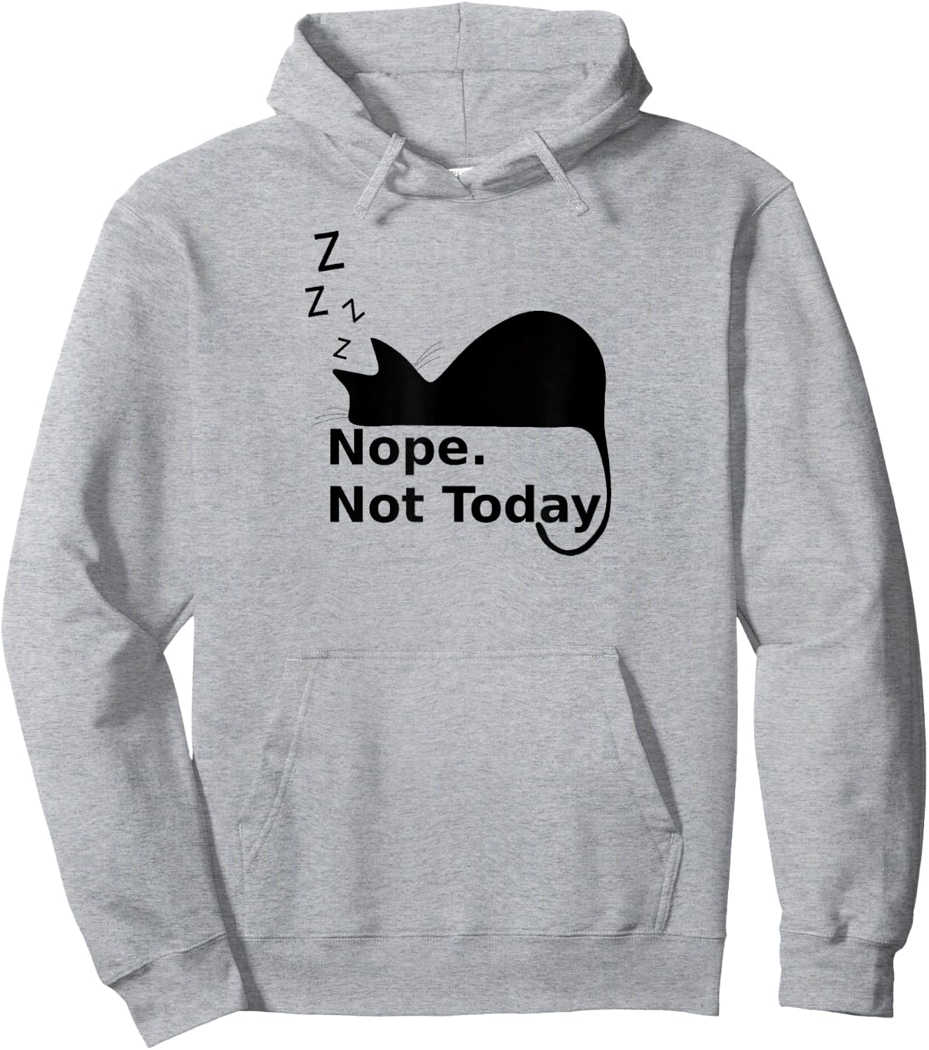 Nope Not Today Cute Sleeping Cat Men Women Girls Kids Hoodie - Hoodie | Ash