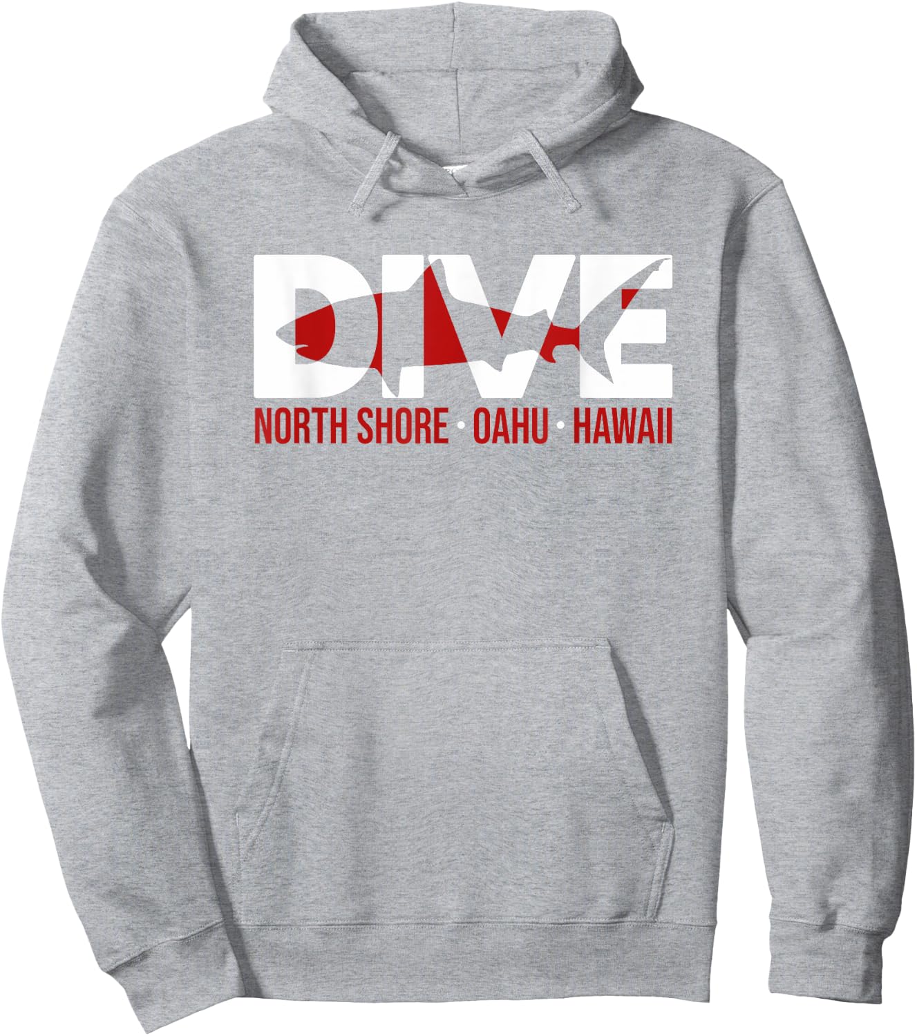 SHARK DIVE Hawaii North Shore Oahu DIVING T Shirt Hoodie - Hoodie | Ash