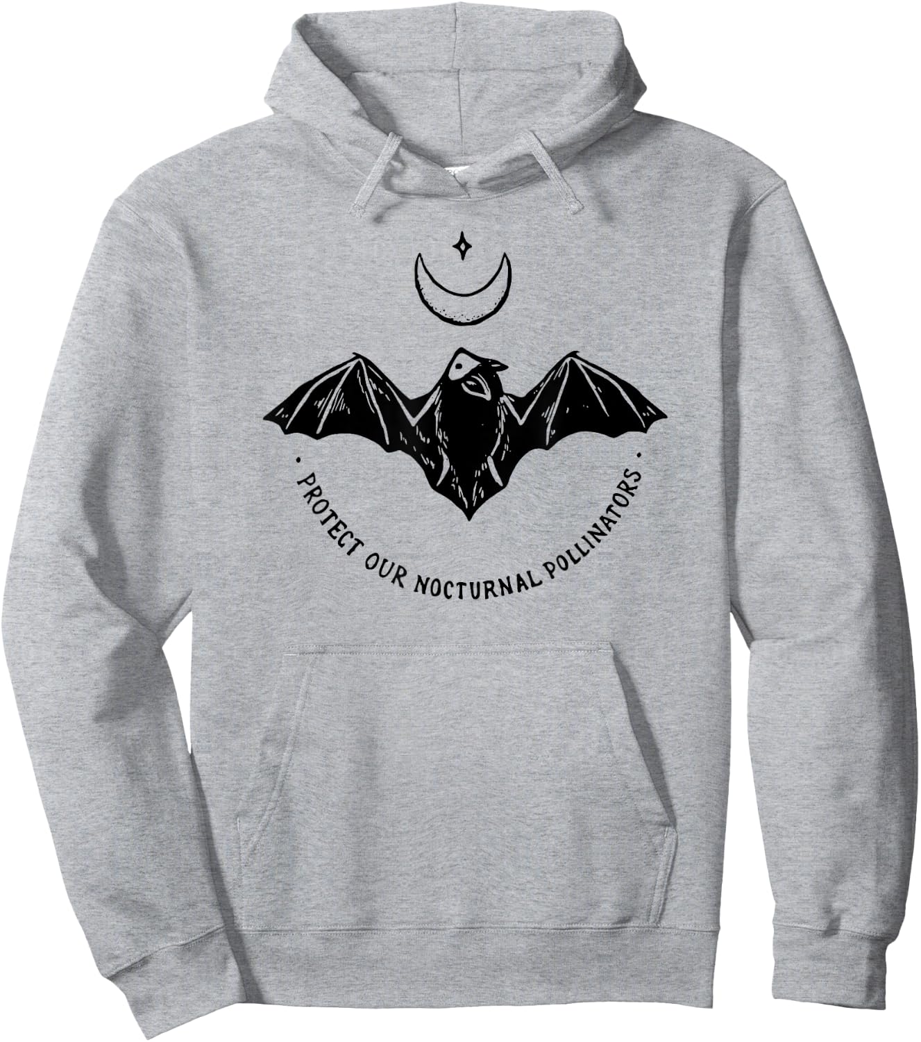 Protect Our Nocturnal Polalinators Bat with Moon Halloween Hoodie - Hoodie | Ash