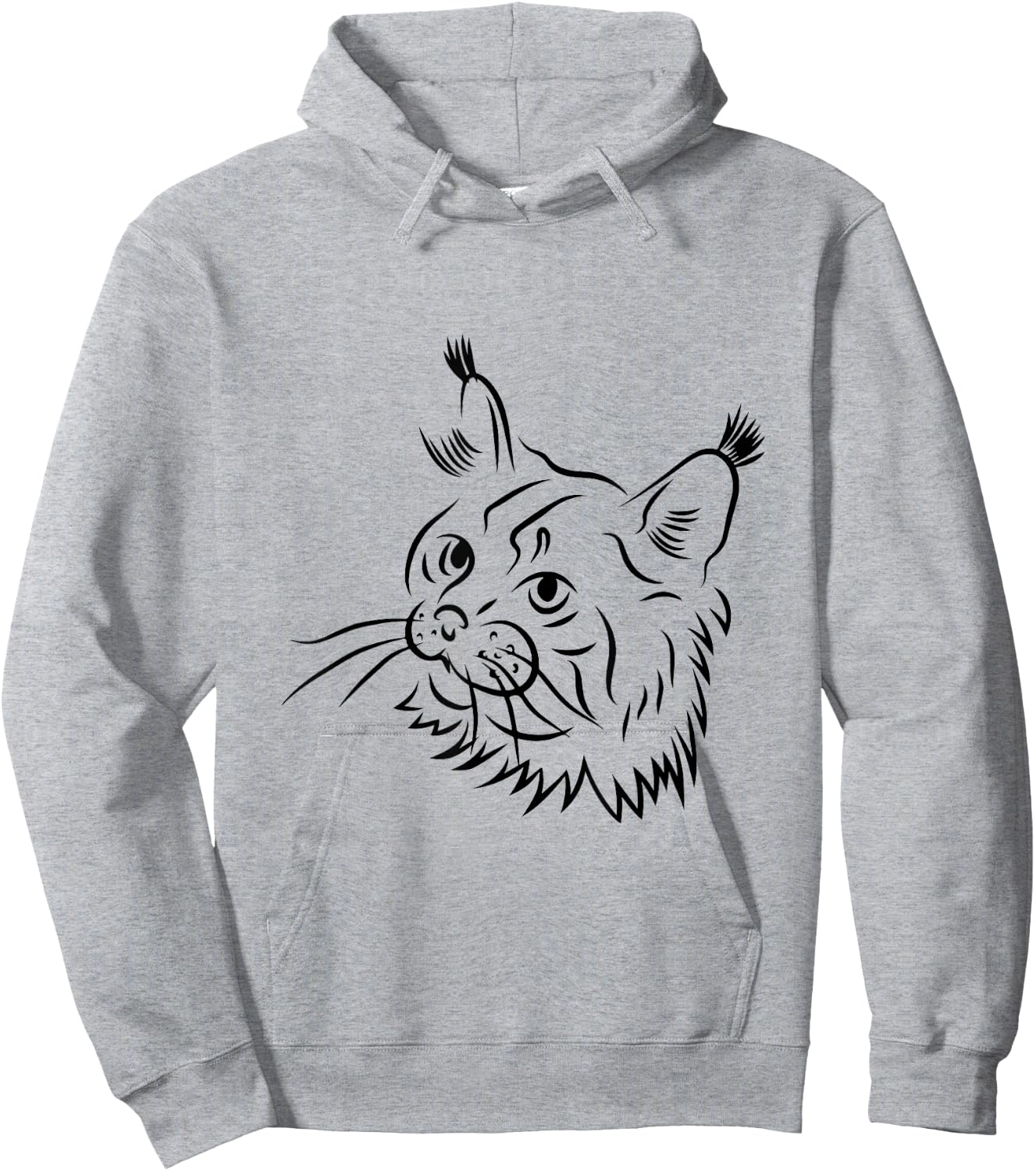 Maine Coon Cat Sketch Illustration Hoodie - Hoodie | Ash