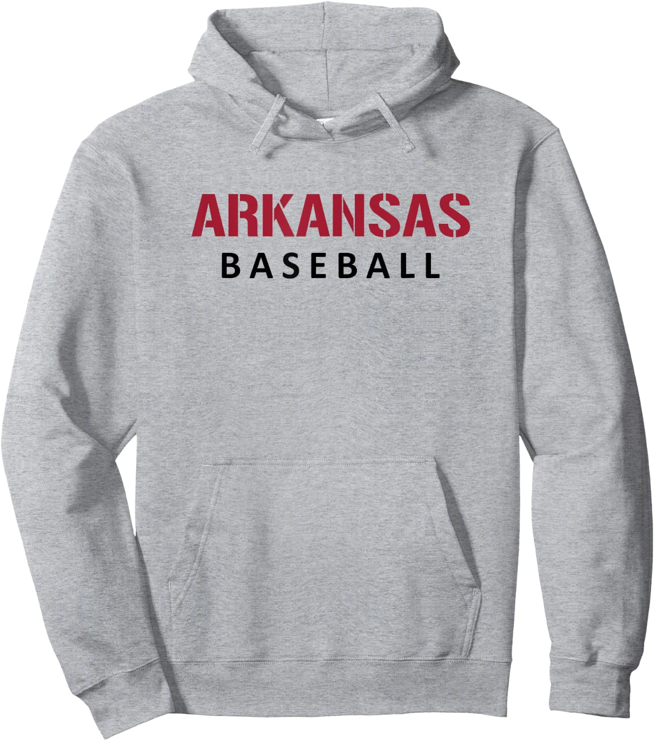 Arkansas Baseball Block and Stencil Font Hoodie - Hoodie | Ash