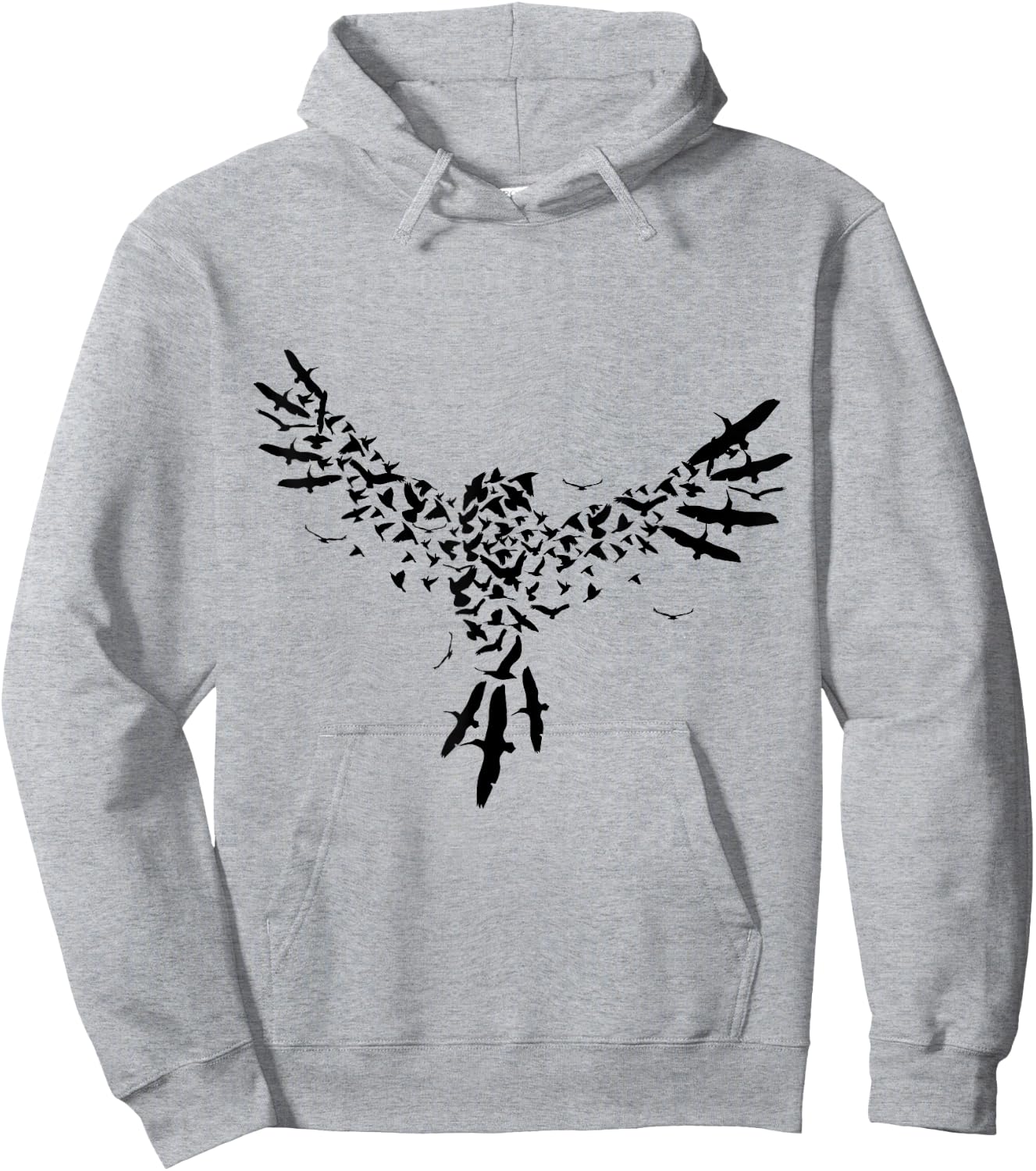 Eagle Flying Blackbirds Formation Hoodie - Hoodie | Ash
