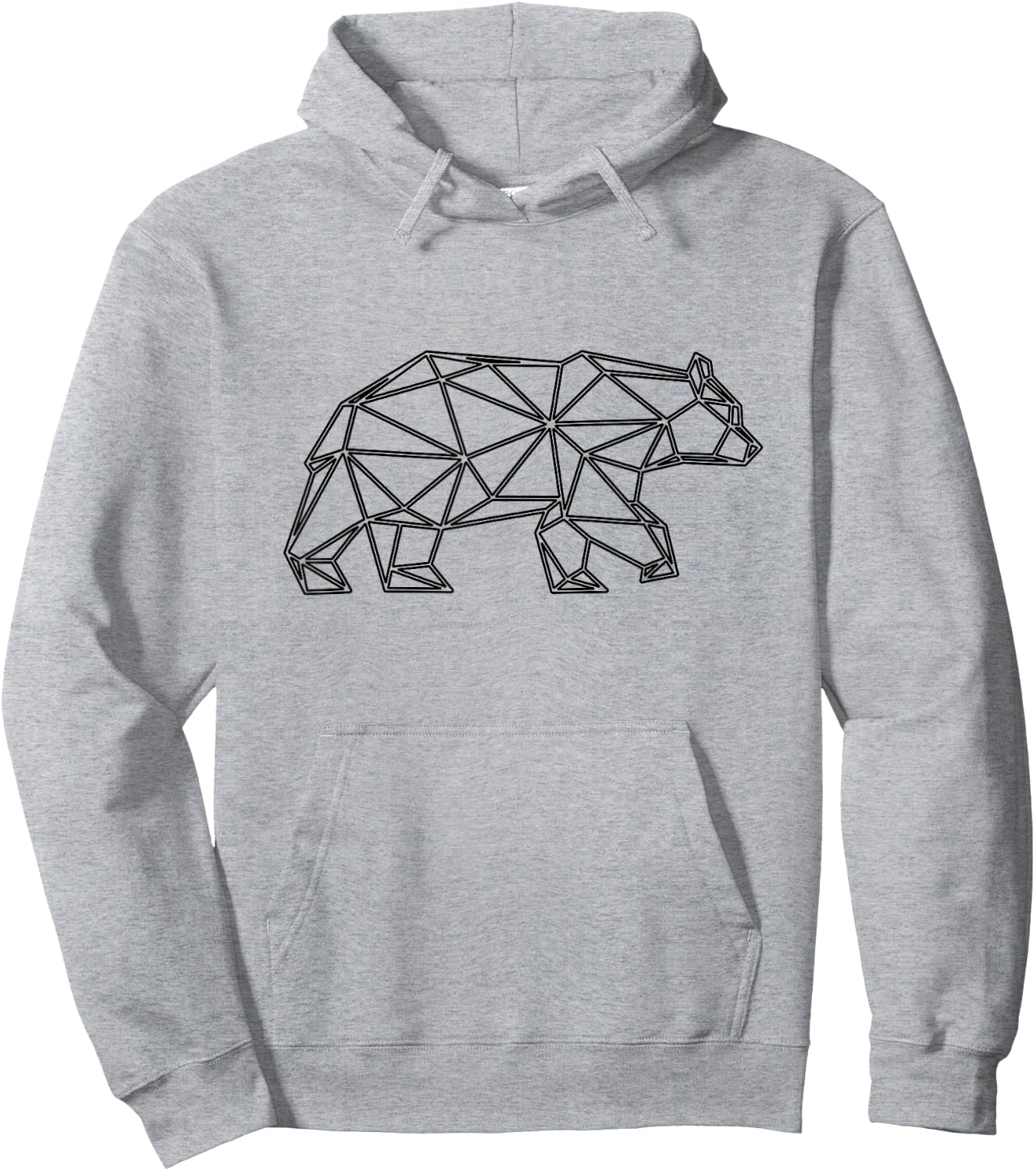 Geometric Bear. Wild Grizzly Bear Angle Design. Hoodie - Hoodie | Ash