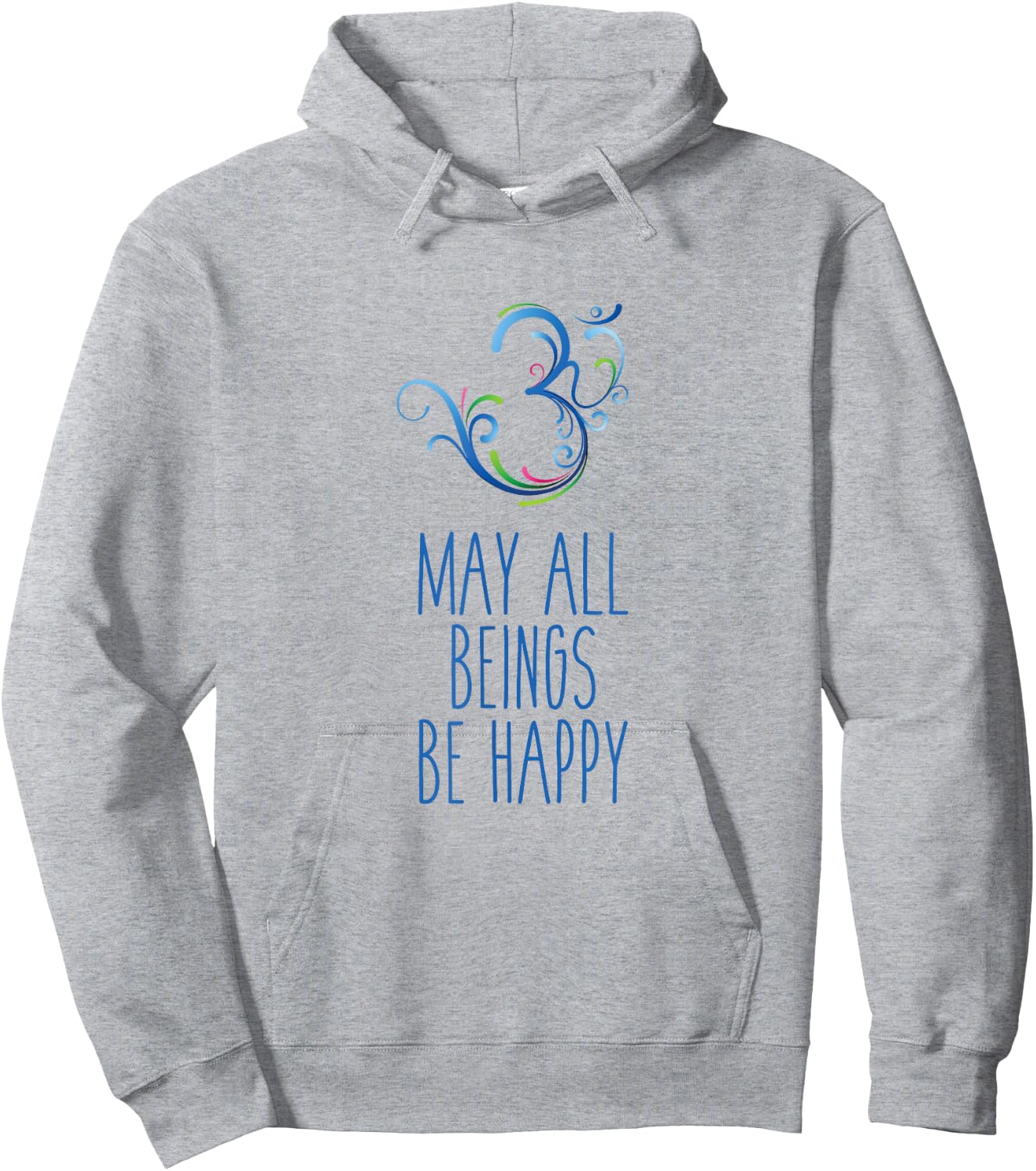 May All Beings Be Happy Om Symbol Yoga Hoodie - Hoodie | Ash