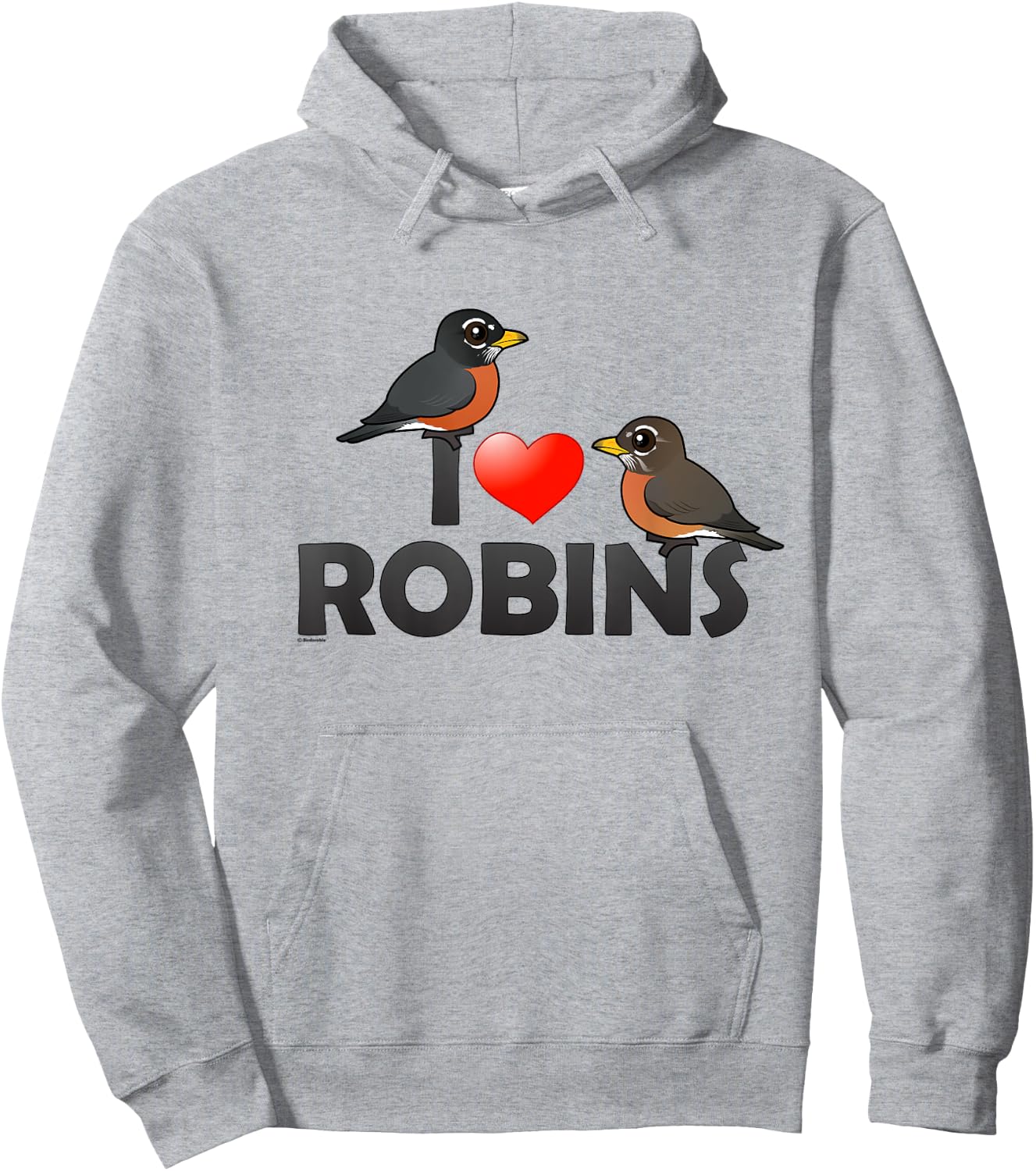 Cute I Love Robins Cartoon Bird Hoodie - Hoodie | Ash