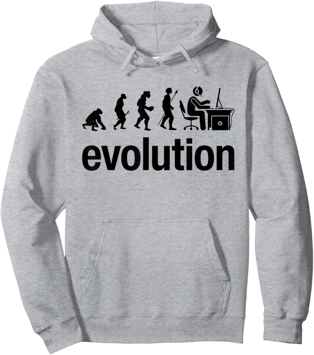 Human Evolution Of Man Geek Gamer Funny Computer IT Nerd Hoodie - Hoodie | Ash